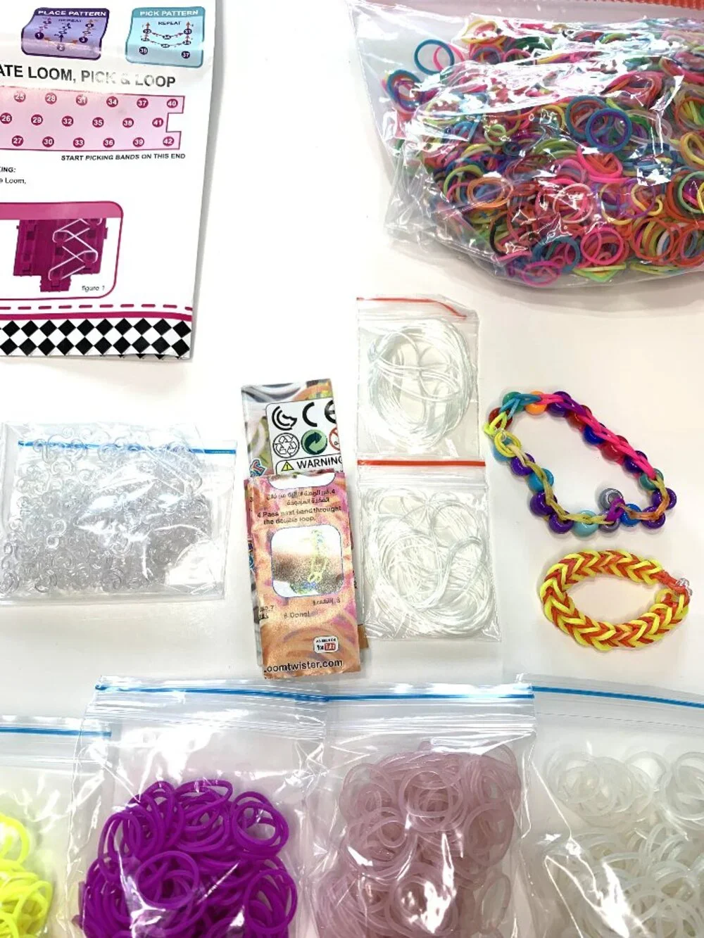 39 Piece Loom Bands Kit Beads Loom Board Charms Hooks Accessories